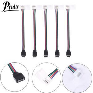 5050 LED RGB 스트립 조명 커넥터 컨트롤러 점퍼 납땜리스 클립 온 피그테일 전원 어댑터 4 핀 도체 5 개