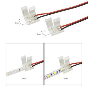 28355050 LED 스트립 라이트 커넥터 솔더리스 파워 와이어 PCB 리본 15cm 2 핀 8mm 10mm 10 개