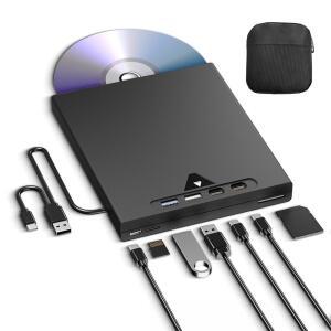 노트북용 외장 블루레이 드라이브, 7 in 1 지원 100G 디스크 읽기/쓰기 블러레이 드라이브, USB 3.0 Type-C, Windows MacOS Linux용 가방이 있는 PC용 휴대용 외장 블러레이/DVD 드라이브