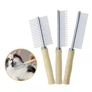 강아지 미용 도구 애완동물 털 제거기 고양이 빗 나무 손잡이 부드러운 브러쉬 용품