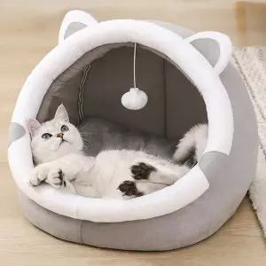 반려동물 텐트 동굴 침대 고양이 작은 개 자체 보온 오두막 편안한 수면 접이식 이동식 세척 가능