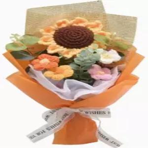 크로셰 해바라기 꽃다발 수제 인조 가정 장식 결혼식 생일 어버이날을 위한 키트 니트 가짜 데이지 - 선물