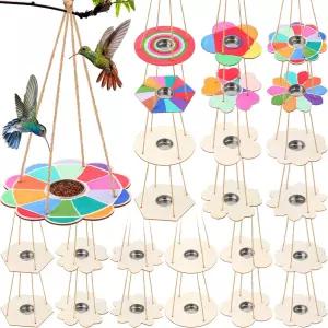 3-8세 를 위한 더블필 12개의 새 모이통 공예 키트 나만의 만들기 예술 및 외부 DIY Vbs 나무 아트 페인팅