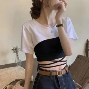 데일리웨어 크롭 레이어드 반팔티