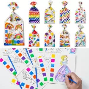 YiYLunneo 파티 를 위한 4-8개의 구디백 스터퍼 - 210Pcs 페인트 수채화 책 물감 그림 세트 교실 경품 선물