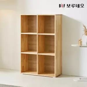 [보루네오하우스]앳홈 테드 러버 원목 3단 6칸 책장 (W726 H1116 D300)