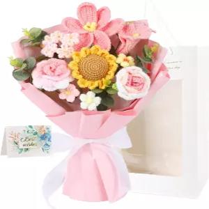뜨개질 부케 수제 꽃 튤립 해바라기 장미 발렌타인 데이 스승의 날 기념 생일 파티 어머니의 졸업 선물