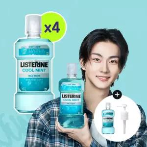 리스테린 쿨민트 마일드 750ml, 4개+증정(쿨민트 마일드 500ml, 1개+전용 펌프, 1개)