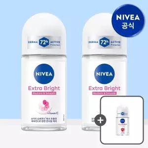 니베아 데오드란트 롤온 엑스트라 브라이트 50ml 2개 (+ 드라이콤포트 롤온 25ml 증.정)