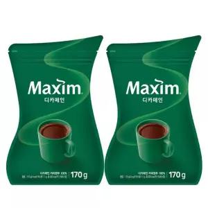 동서 맥심 디카페인 170g 2개 리필용 블랙 알커피