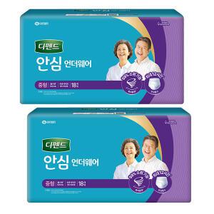 디펜드 안심언더웨어 남녀공용, 중형, 18매, 2개(36매)