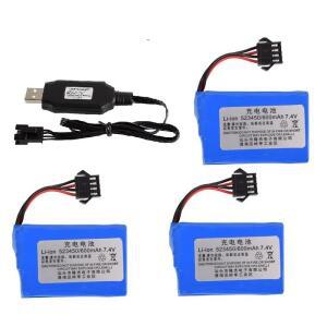리튬 이온 배터리 523450 SM-4P 플러그 USB 충전기 E561 E568 RC 트럭 차량 보트 예비 부품 7.4V 600mAh