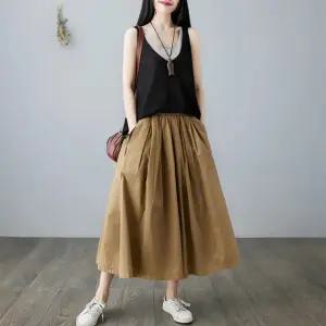 와이드 7부 면마 치마바지 캐주얼 통팬츠 여성 여름 데일리