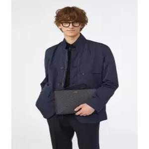 닥스 액세서리 남성 25SS [스테디셀러] 블랙 로고패턴 가죽 클러치백 WBBA5E125BK