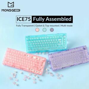 키보드 루프 더스트 커버 아크릴 덮개 Akko MonsGeek ICE 75 기계식 3 모드 RGB 백라이트 케이스 완전 투명 PC 키캡 포함