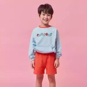 [팬콧키즈] 페인팅 로고 포켓 오버핏 맨투맨(BABY BLUE)
