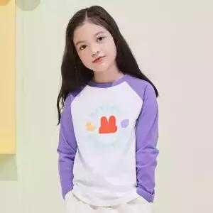[팬콧키즈] 스탬프아이즈 배색 라글란 롱슬리브(DARK VIOLET)