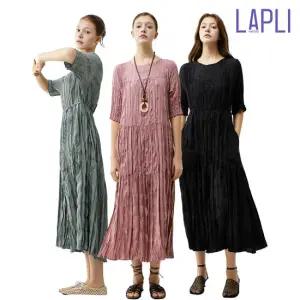 라플리 26SS 핸드크리즈 플리츠 원피스