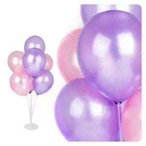 풍선 꽂이 장식 세트 70cm - 30cm 펄라이트 라벤다 5개 핑크 5개/데코/스탠드/파티/홈파티/생일/기념일/용