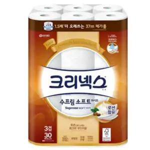 크리넥스 수프림소프트 3겹 화장지37m x 30롤