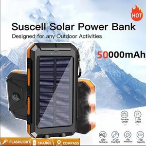 50000mAh 태양 광 보조베터리 휴대용 충전 Poverbank 외부 iphone Samsung 강력한 빛 LDE