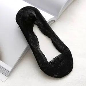 여성 논슬립 덧신 레이스 1켤레 검정