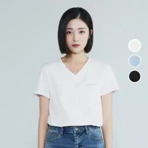 [롯데백화점]버커루 여성 60수 실켓 로고 브이넥 반팔 티셔츠 B232TS610P