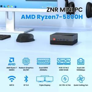 ZXIPC AMD Ryzen5 5625U R7-7530 5800H 게이밍 미니 PC 컴퓨터 게임용 포켓 듀얼 LAN WIFI6 BT 5.2 NUC 오