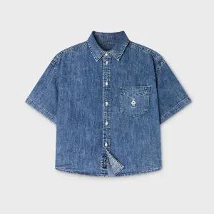 [후아유](김해점)Steve Denim Crop Short Sleeve Shirts WHYJG2522F