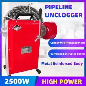 2500W 고출력 전기 배관 청소기 - 구리선 전동 배수구 청소기 아연 도금 스프링 포함 하수관용