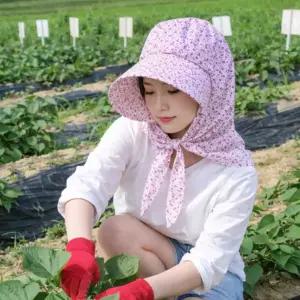 밭일 농촌 챙넓은 햇빛가리개 스카프농사모자 촌캉스 꽃무늬 플라워