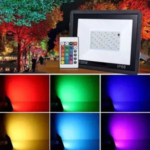 RGB LED 투광등 야외 조명 220V 10W 30W 50W 100W IP66 방수 야외 RGB 반사판 스포트라이트 램프 정원 조명