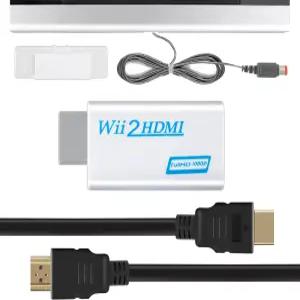 롱롱진 3 in 1 키트 Wii에서 HDMI 변환기 센서 바 유선 및 적외선 닌텐도 호환되는 5피트 고속 케이블