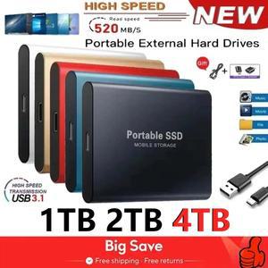 휴대용 SSD 16TB 외장 하드 드라이브 USB 3.2 타입-C 고속 솔리드 스테이트 디스크 4TB 대용량 저장 장치