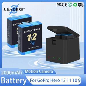 GoPro Hero 용 배터리 12 11 10 9 모션 카메라 충전식 액세서리 2000mAh 고속 충전기 박스