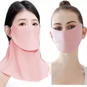 YUANST 2Pcs UV 마스크 쿨링 넥 게이터 자외선 차단 발라클라바 세탁 가능 재사용 핑크