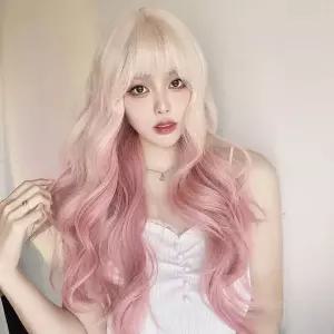 [골드스마일]핑크 롱 웨이브 통가발 긴머리가발 파티가발 촬영가발
