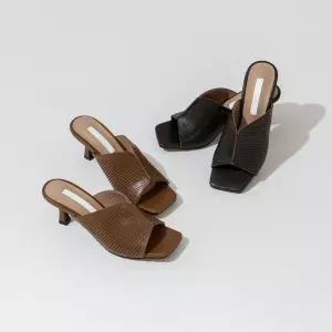 SOVO 헤일 소가죽 슬릿컷 슬리퍼 뮬 6cm