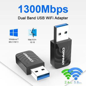 블랙박스동글이 COMFAST 1300MBPS USB3 노트북 무선 카드 수신기 밴드 WIFI 11AC 4G5GHZ 어댑터 듀얼 데스크탑 안테나 PC 802 네트워크
