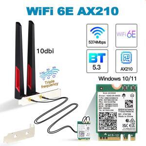 블랙박스동글이 WIFI 6E AX210 802 10DBI PC용 AX210NGW 카드 안테나 어댑터 11AX 블루투스 5374MBPS 4G5GHZ6GHZ