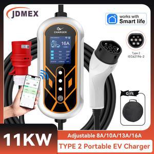 가정용전기차충전기 JDMEX 11KW TYPE2 5M 무선 제어 16A 콘센트 621962 CEE EVSE 케이블 EV IEC 충전기 충전 휴대용 3상
