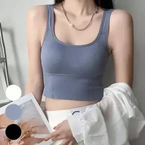 [하프클럽/]브라탑 민소매 크롭티 스포츠브라 스퀘어넥 캡내장