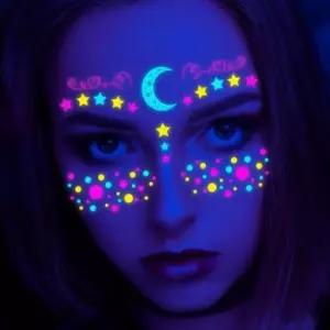 [패션] 스티커타투 물타투 판박이 스티커 타투 네온 형광 문신 헤나 얼굴스티커