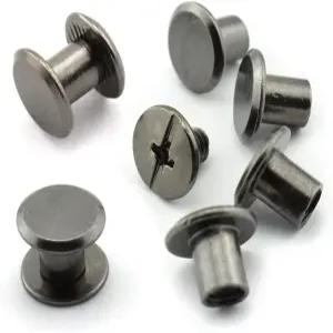 YXQ 50pcs 시카고 나사 5x6mm 슬롯형 바인딩 리벳 북 DIY 가죽 공예 교체 어셈블리 블랙