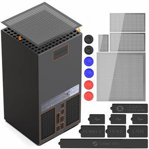 XBOX SERIES X 콘솔용 GAMSURFING 먼지 액세서리, 그립 PVC 케이스 실리콘 방진 컨트롤러용 캡 포함 - 메시 시리즈 세트, 통풍구 커버 필터 플러그 4개 6개의 쿵 8개와
