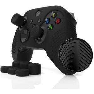 XBOX SERIES X & S 프로텍터용 시리즈 커버 (블랙) 8개 미끄럼 캡 프로 스킨 젤 컨트롤러 인체공학적 방지 소프트 그립 (엘리트 1/2용 스터드 케이스, 리자드 1개 실리콘 고무 + 엄지손가락 폼 제외)