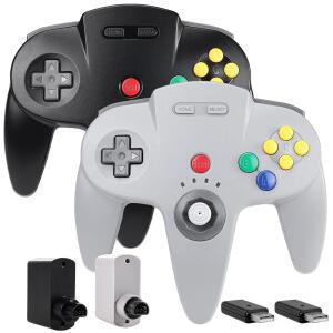 2.4GHZ 무선 N64 스위치 온라인 컨트롤러, WINDOWS 수신기, PC 호환 (충전 MAC PI, (2팩) / 앤 SWITCH /NSO와 (플러그 - 플레이) IOS ONLINE USB 및 수신기 RASPBERRY 가능)