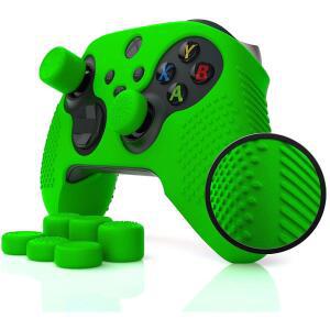 XBOX SERIES X & S 프로텍터용 고무 프로 제외) 스킨 미끄럼 젤 + 1/2 1개 소프트 방지 커버 케이스, 폼 그립 리자드 캡 (녹색) 스터드 시리즈 컨트롤러 엄지 인체공학적 8개(엘리트 실리콘