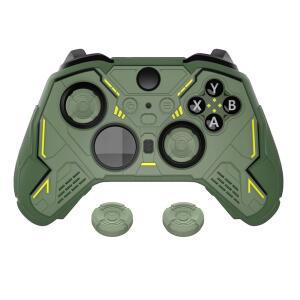 PLAYVITAL STELLAR MECHA 실리콘 커버 스킨, 코어용, 엘리트 그린 레이싱 시리즈 2 방지 XBOX 미끄럼 스티커 아미 프로텍터, 그립 및 엄지 포함,