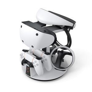 VR 디스플레이 스탠드와 LED 충전 표시등이 KIWI 충전소 및 PS5용 PSVR2 있는 디자인 3-IN-1 D2 컨트롤러